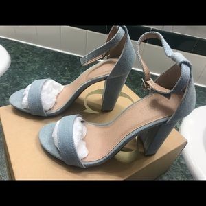 New Denim Ankle Strap Heels